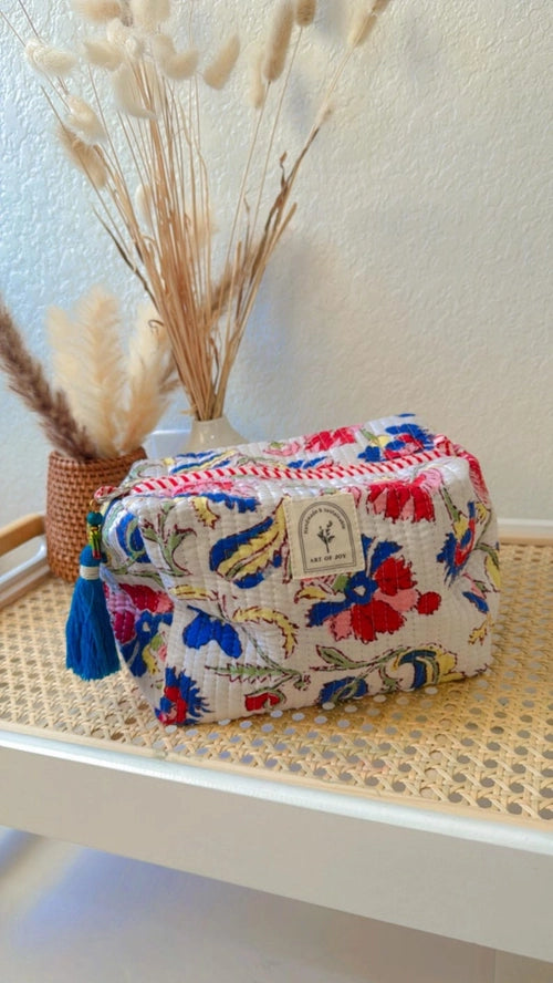 Art Of Joy Cotton Quilted Makeup Bag