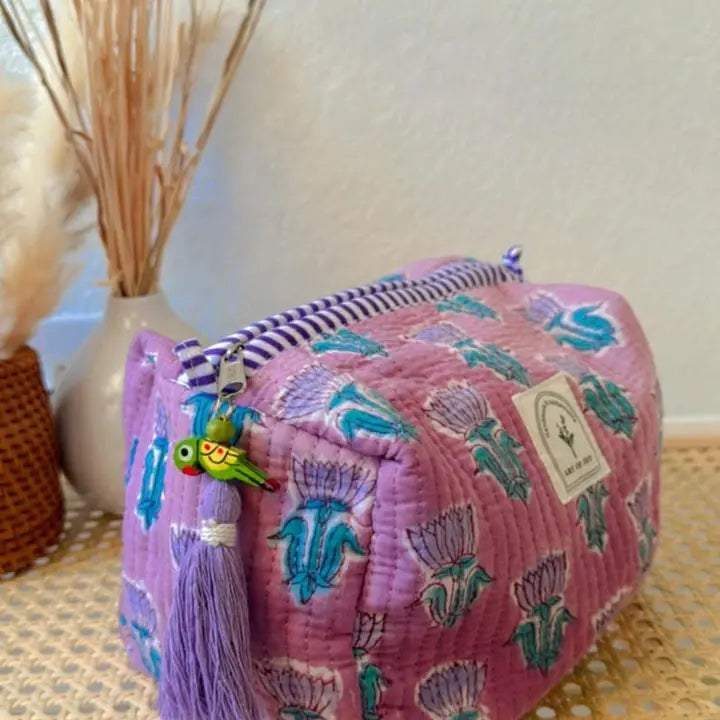 Art Of Joy Cotton Quilted Makeup Bag
