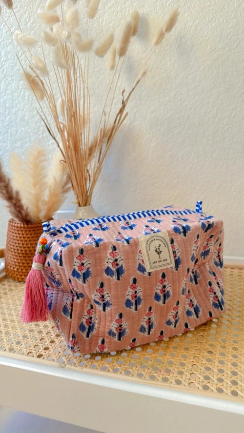 Art Of Joy Cotton Quilted Makeup Bag