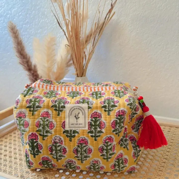 Art Of Joy Cotton Quilted Makeup Bag