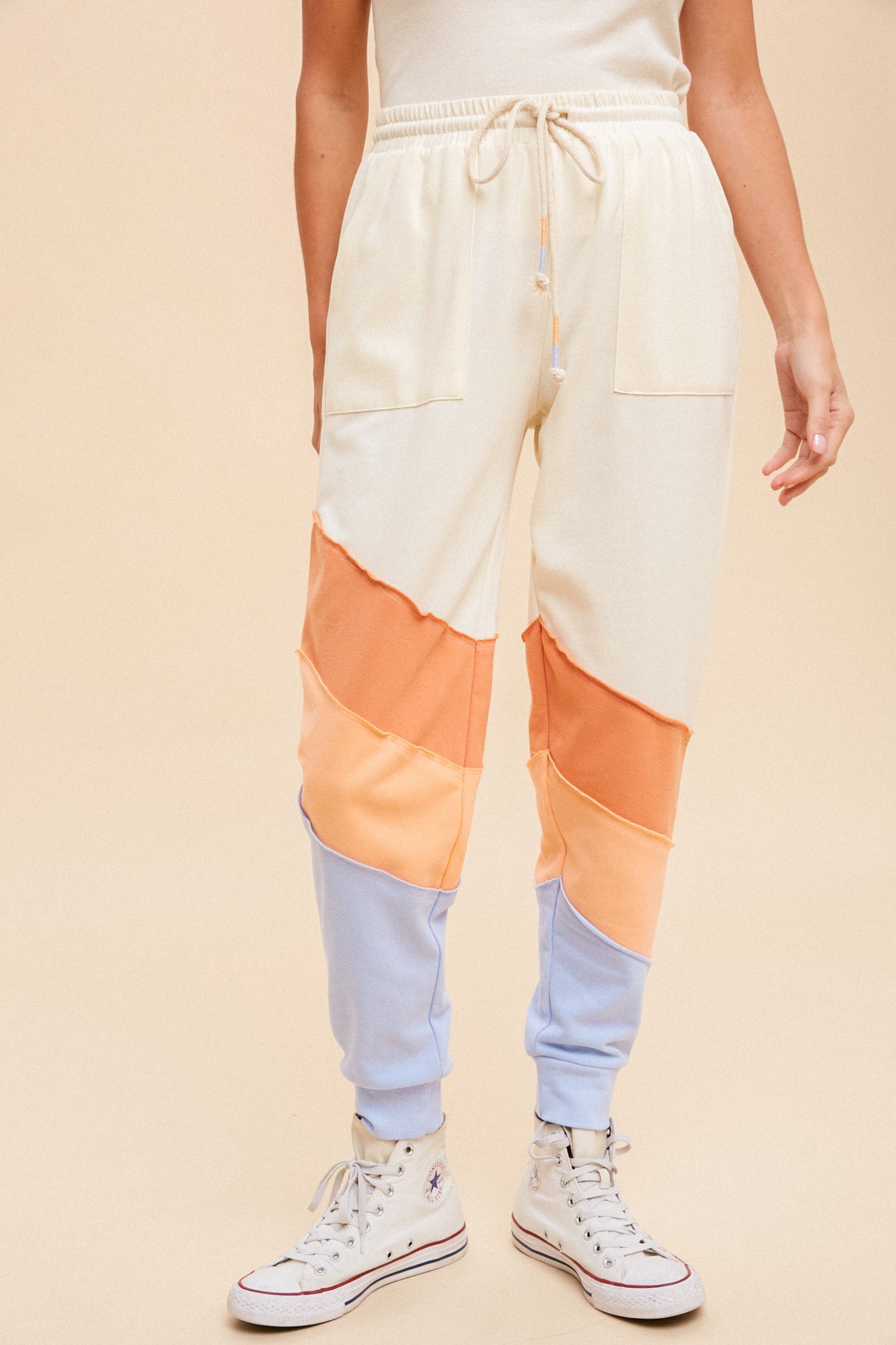 Hem & Thread Color Block French Terry Jogger Pants