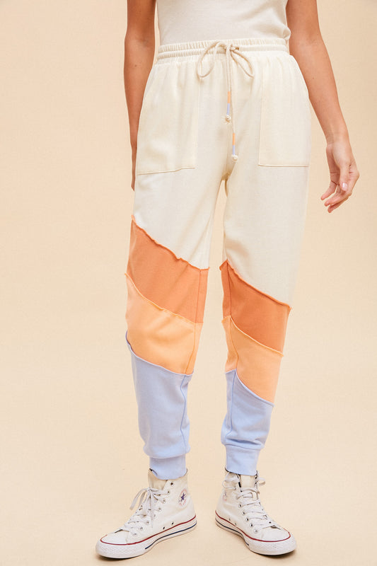 Hem & Thread Color Block French Terry Jogger Pants