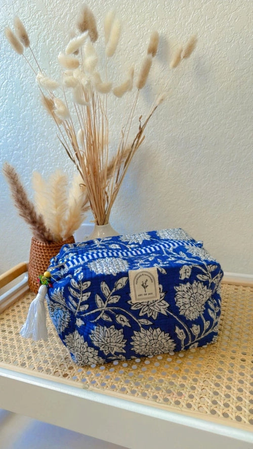 Art Of Joy Cotton Quilted Makeup Bag