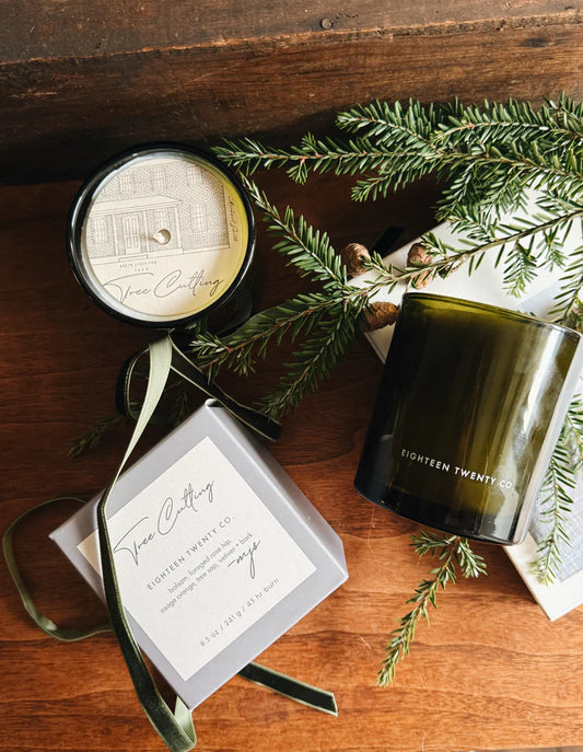 1820 Tree Cutting Vintage Green Class Candle